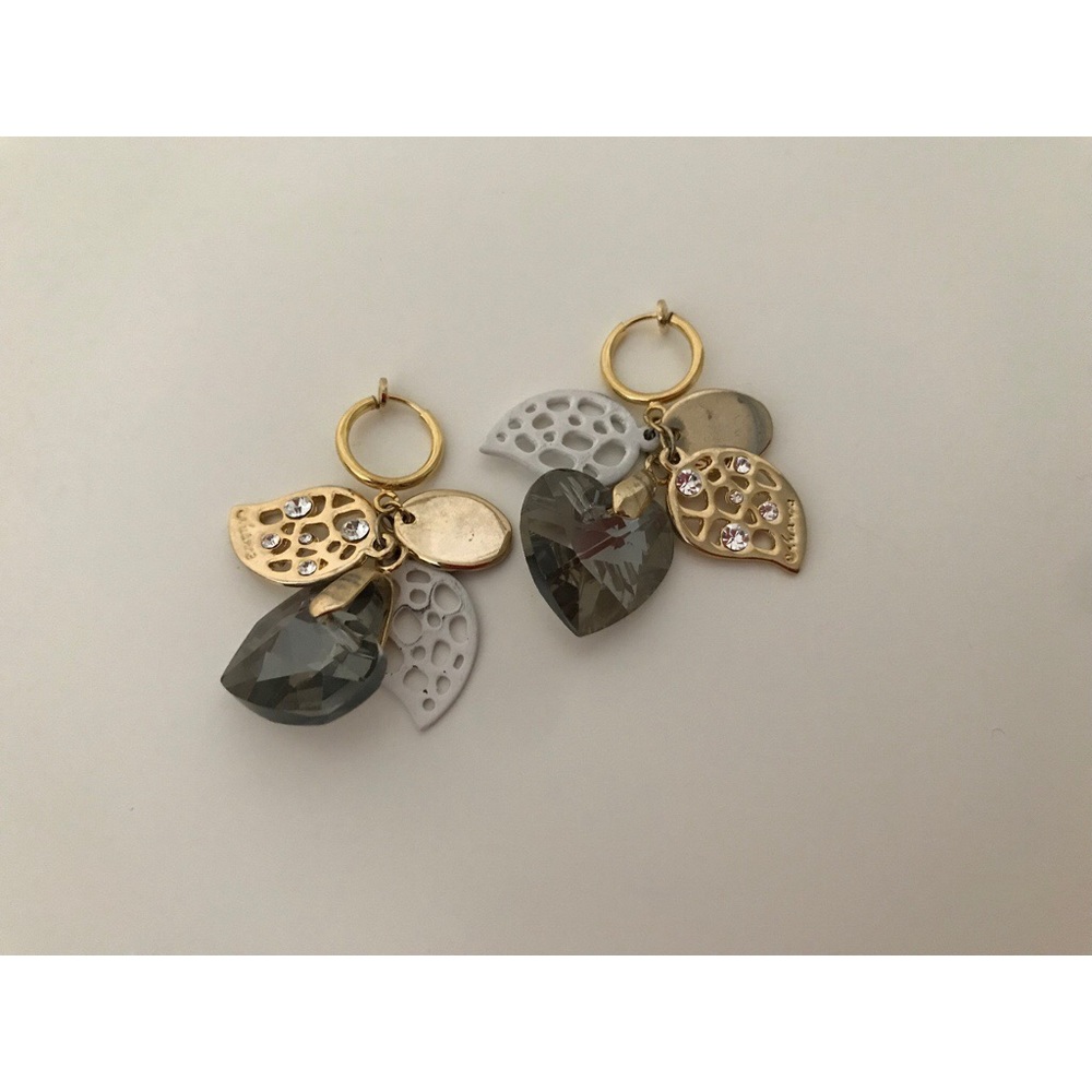 Leafy and Heart Dangle Earrings